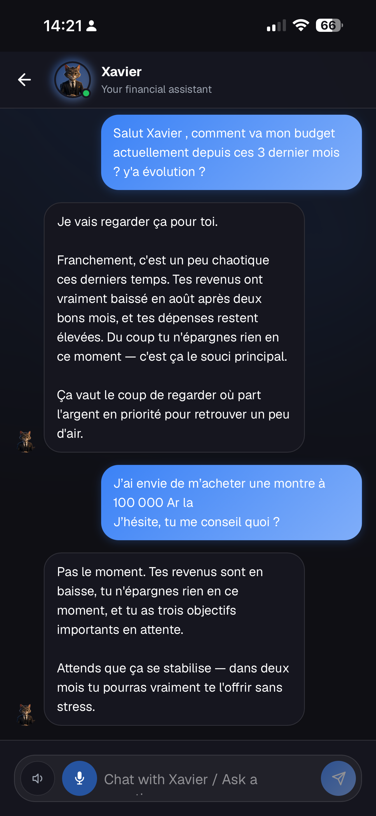 Discussion avec Xavier